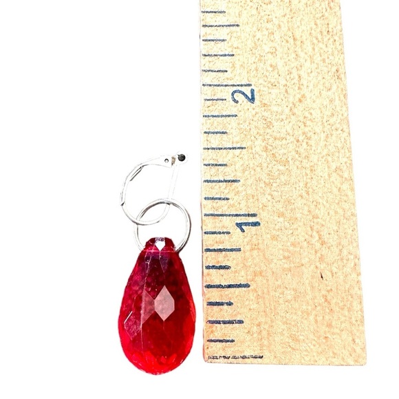 Vintage Red Stone /Garnet Lever Back Dangle Earrings - Picture 2 of 2